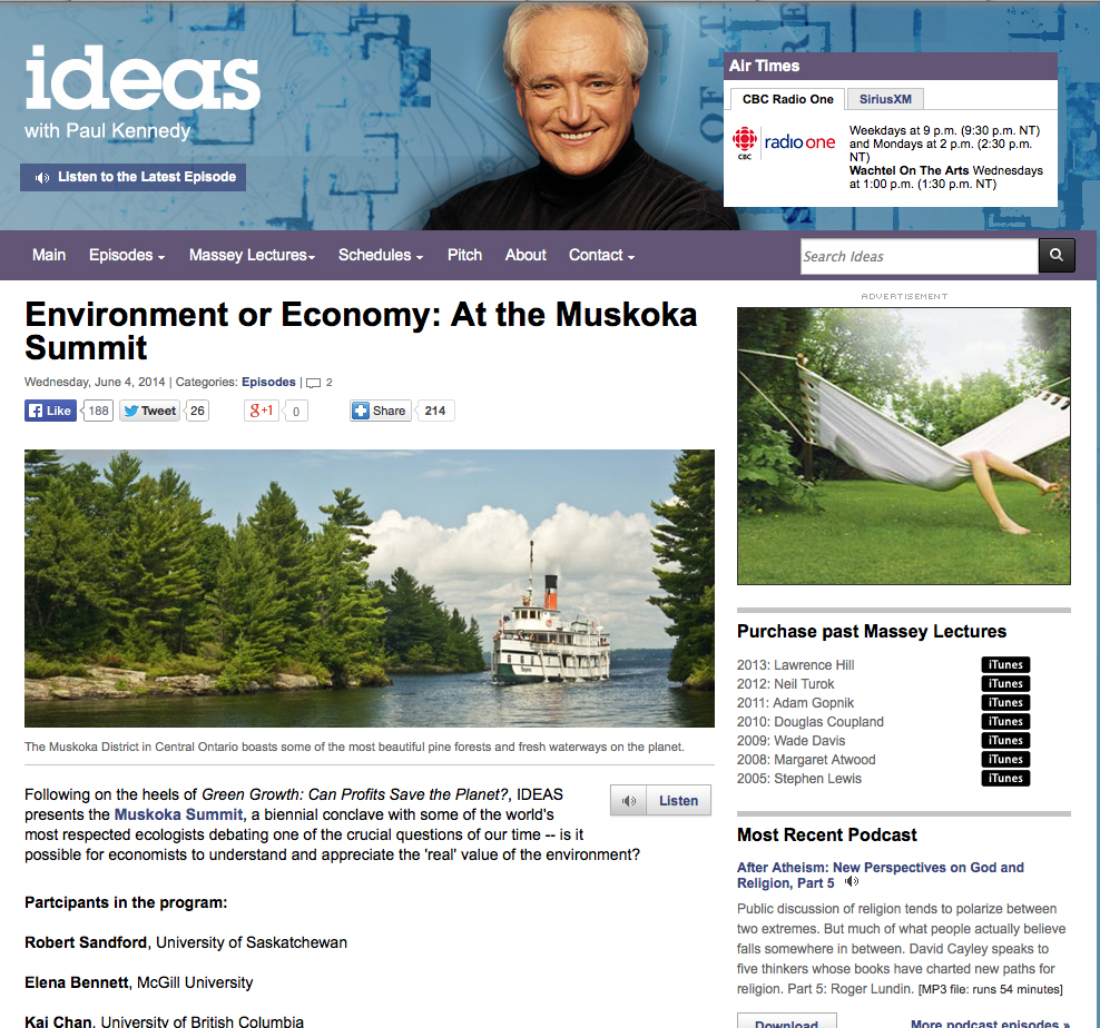CBC Ideas: Muskoka Summit on the Environment 